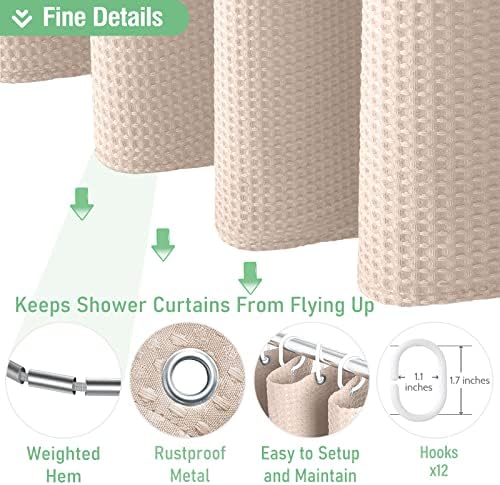 Dynamene Long Waffle Shower Curtain 256 GSM Heavy Fabric 72x78 Blush Pink - Image 5