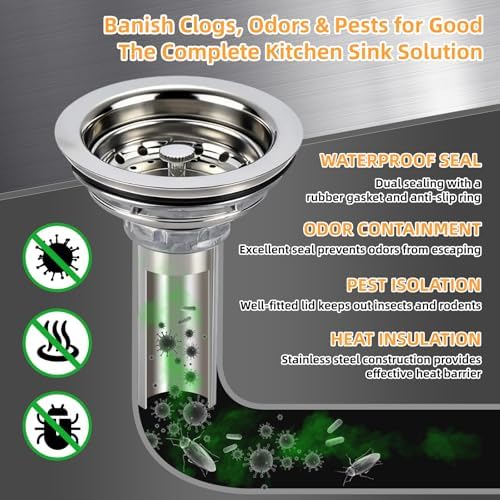 Kitchen Sink Drain Assembly, Basket Strainer - Image 5