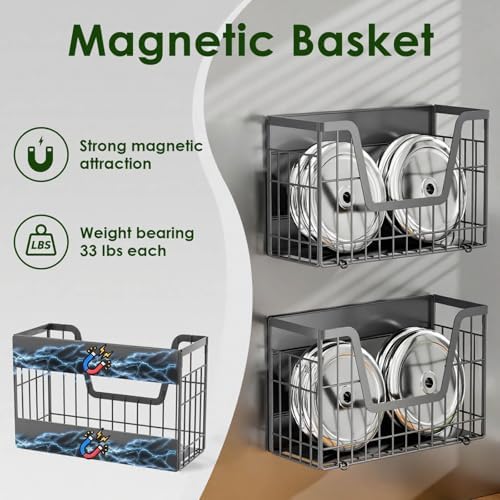 4 Pack Magnetic Shelf for Fridge, Fruit Potato and Onion Storage Bins, Magnetic - Image 2