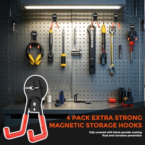 4 Pcs Large Strong Magnetic Hooks Heavy Duty Garage Big Magnet Hooks Extra - Image 5