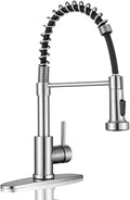 WEWE Pull-Down Kitchen Faucet, 2-Mode Sprayer, Brushed Nickel | 17-Inch Height by WEWE