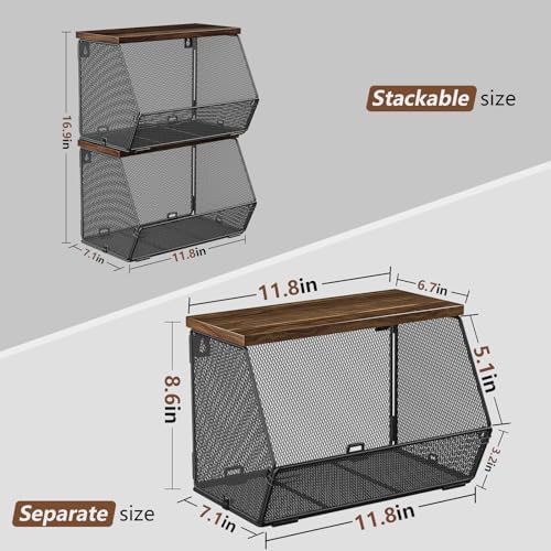 2 Tier Fruit Basket for Kitchen Counter, Stackable Onion and Potato Storage - Image 6