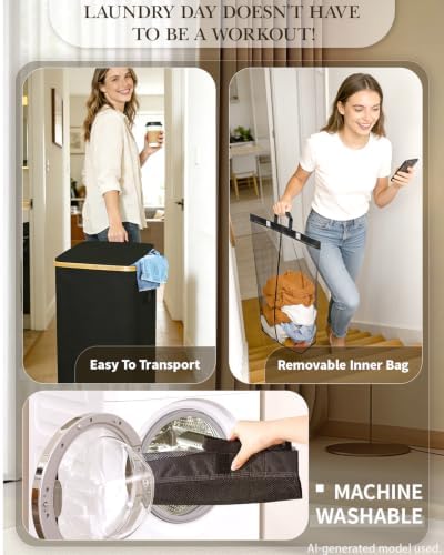 Laundry Basket with Wheels, 110L Large Rolling Laundry Hamper - Image 4
