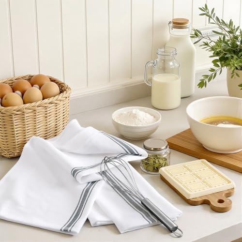 Homaxy 100% Ring Spun Cotton Kitchen Towels 8 Pack, Slate Gray Stripe - Image 6