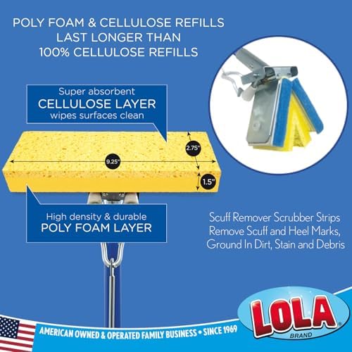 LOLA Cellulose SqueezeMatic Butterfly Sponge Mop Refill, 12 Pack, Floor Cleaning - Image 2