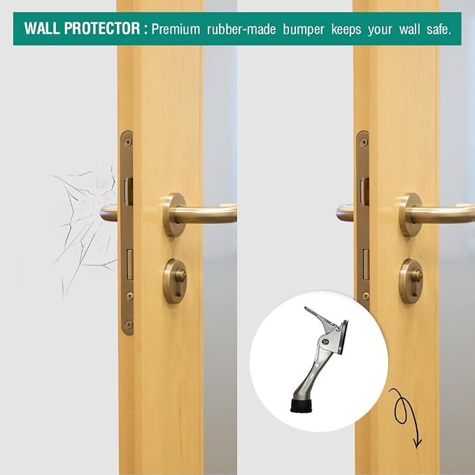 HASHI 4 Inch Kickdown Door Stopper, One Touch Step-On Door Holder, Adjustable - Image 9