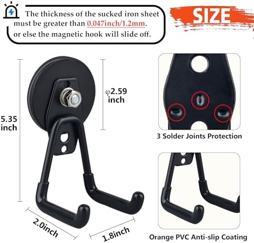 ULIBERMAGNET Heavy Duty Magnetic Garage Hook, 6 Pack Strong Large Magnet Hooks - Image 2
