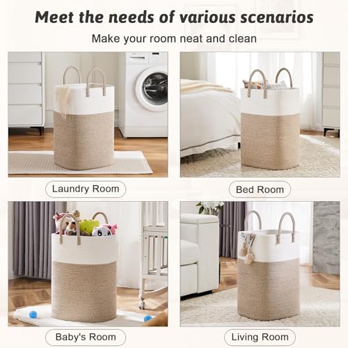 Artfeel Laundry Basket, Woven Cotton Rope Laundry Hamper, 40L Versatile Storage - Image 5