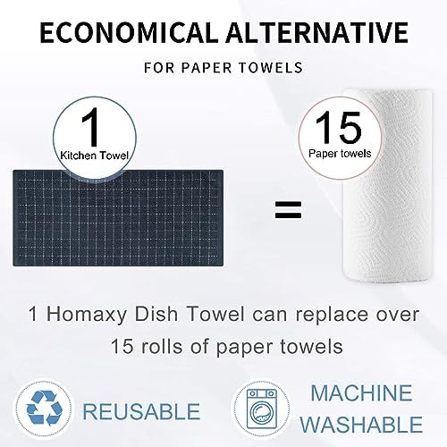 Homaxy 100% Cotton Terry Bulk Kitchen Towels, 15 Pack, Dark Grey - Image 7