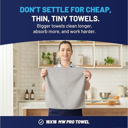 MW Pro Microfiber Cleaning Cloth | Gray | 12 Pack | 16” x 16” | All Purpose - Image 3