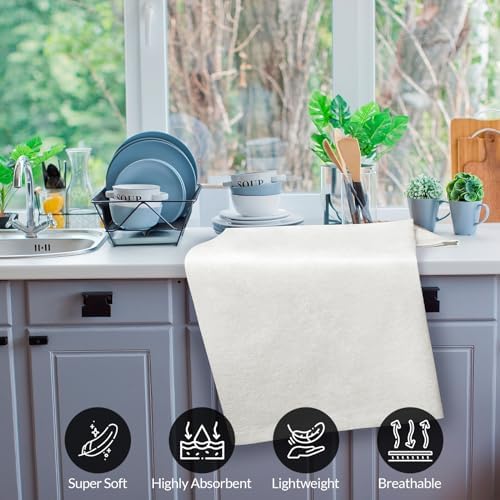 ROYALE LINENS Flour Sack Towels – 12 Pack 28x28 Inch White Kitchen Dish Towels - Image 4