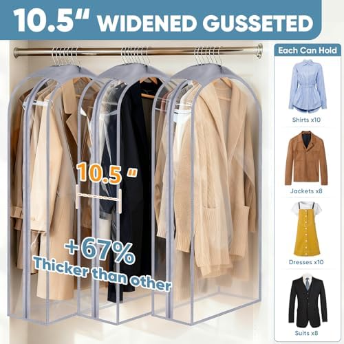 BALEINE 1PK Clear Garment Bags for Hanging Clothes - Image 3