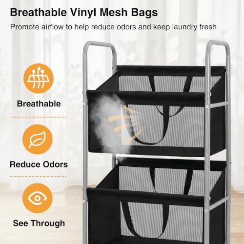 STO STO 4-Tier Vertical Rolling Laundry Hamper, Removable Bags - Image 6
