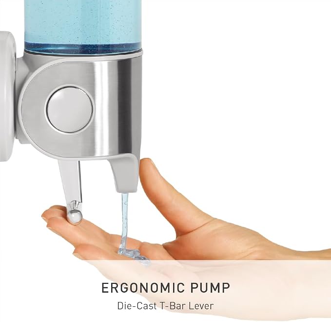 simplehuman Wall Mount Pumps, Twin 15 fl. oz. Shampoo & Soap Dispenser - Image 4