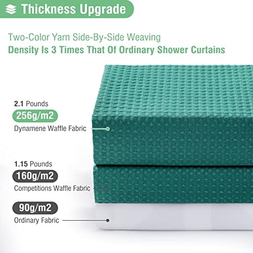 Dynamene Waffle Shower Curtain 256GSM Heavy Duty Fabric 72x72 Seaweed Green - Image 2