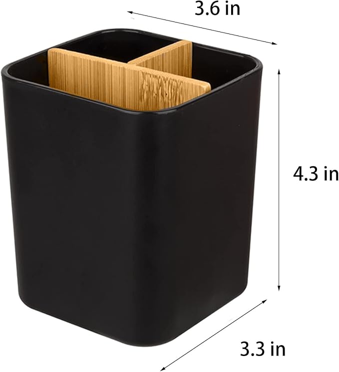 Bamboo Toothbrush Holder for Bathrooms Toothpaste Organizer - Image 6
