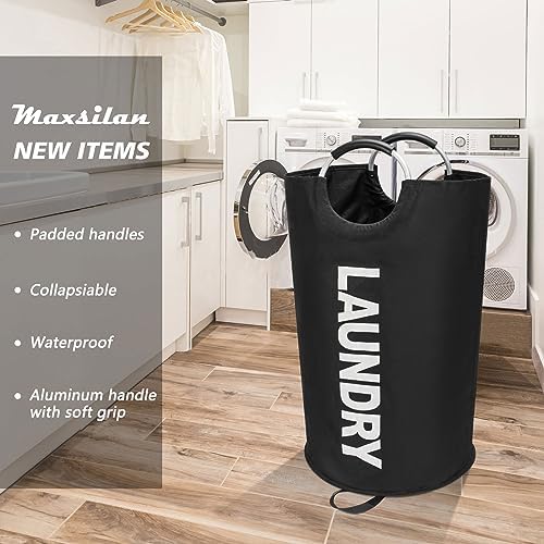Maxsilan 90L Large Laundry Basket Bag, Collapsible Tall Hamper - Image 2