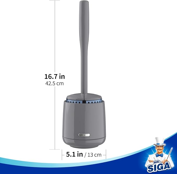 MR.SIGA Toilet Bowl Brush and Holder, Sturdy Long Handle, 1 Pack | Automatic - Image 4