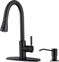 WEWE Kitchen Faucet with Soap Dispenser Set, Matte Black | 3-Mode Sprayer by WEWE