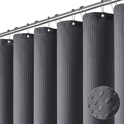 Dynamene Extra Wide Waffle Shower Curtain 256 GSM 180"x72" Charcoal Grey by Dynamene