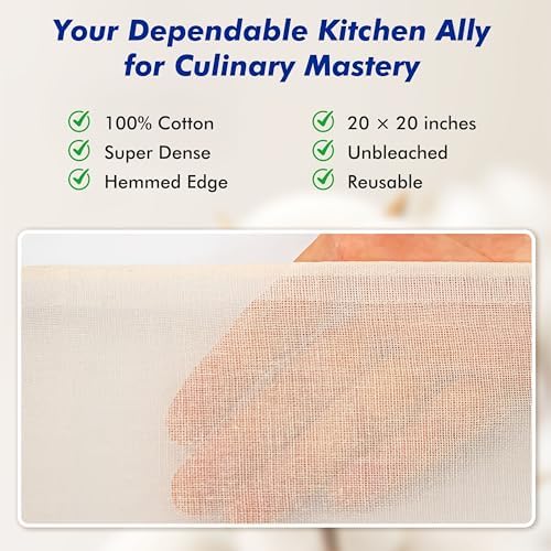 8 PCS Reusable Cheesecloth, Grade 100, 20x20 Inch Hemmed Cheese Cloth - Image 2