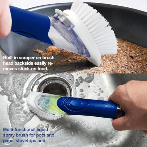 CELOX Dish Brush with Soap Dispenser, Dish Wand Bursh with Handle, 1 Wand & 3 - Image 3