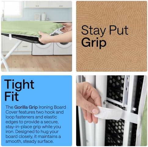 GORILLA GRIP Padded Ironing Board Cover, 15x54 Sage - Image 3
