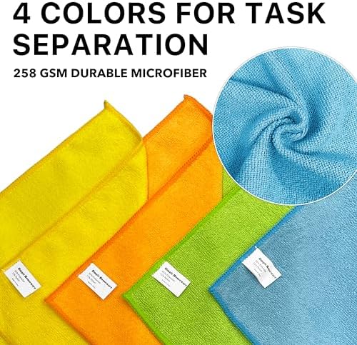Simple Houseware 12" x 12" Microfiber Cleaning Cloth 50 Pack, 4 Colors - Image 3
