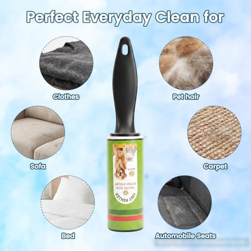 12 Rolls Compact Lint Rollers for Pet Hair Extra Sticky, Dog & Cat Hair Remover - Image 3