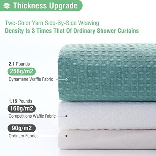 Dynamene Stall Waffle Shower Curtain 256 GSM Heavy 54"x78" Teal/Turquoise - Image 2