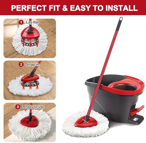 4 Pack Mop Heads Replacements for O-Ceda Easy Wrin Spin System, Microfiber - Image 3