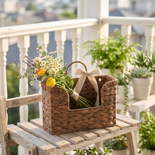 Set of 2 Coffee Water Hyacinth Hanging Baskets - Image 3