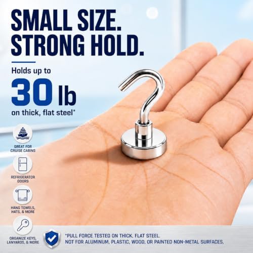 Neosmuk Magnetic Hooks for Cruise Cabins, 30lb Heavy Duty, 6 Pack - Image 2