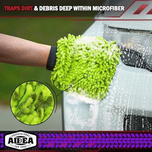 AIDEA Car Wash Mitt Microfiber-2PK, Car Wash Brush, 7.12''X10.14'' - Image 5