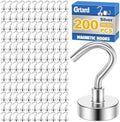 Grtard 200 Pcs Silver Magnetic Hooks Heavy Duty, 30LBS Strong Magnet Hooks by Grtard