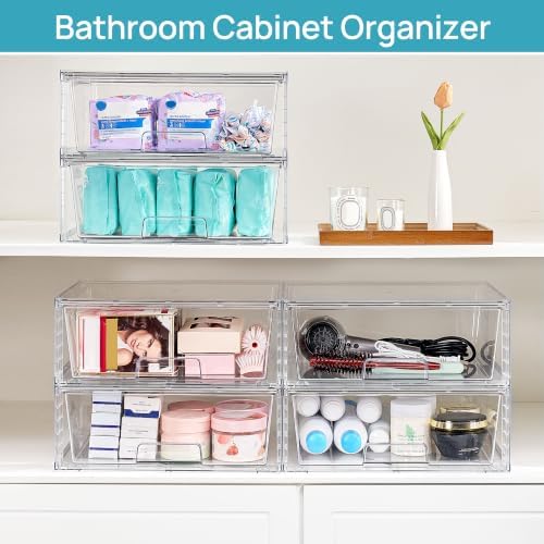 Vtopmart 8 Pack Large Clear Stackable Storage Drawers - Image 4
