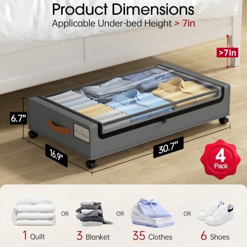 Yecaye 4 Pack Under Bed Storage - Image 2