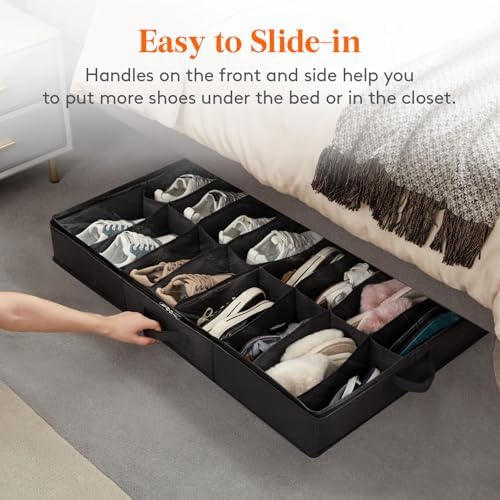 Lifewit Under Bed Shoe Storage Organizer 1 Pack, 4.3 Inches Profile Fabric - Image 6