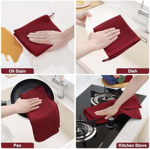 Homaxy 8 Pack 100% Cotton Kitchen Towels and Dishcloths Set - Image 5