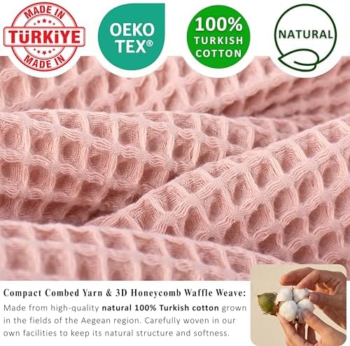 PÜSKÜL Natural 100% Turkish Cotton Waffle Hand and Kitchen Towels Set of 3 - Image 3