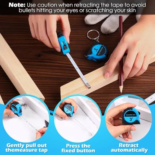 Kanayu 100 Pcs Mini Tape Measure Keychains 3 ft Small Retractable Measuring - Image 4