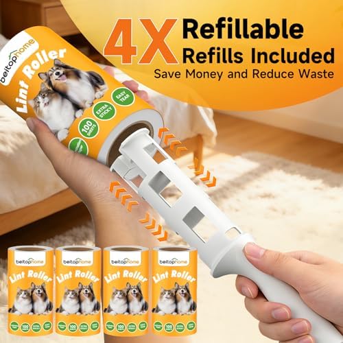 Extra Sticky Lint Roller for Pet Hair, 600 Sheets, 2 Handles - Image 4