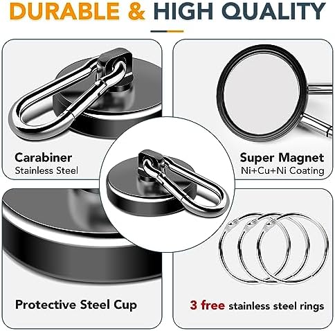 MIKEDE Magnetic Hooks Heavy Duty 150LB Strong Swivel Neodymium Magnets - Image 3