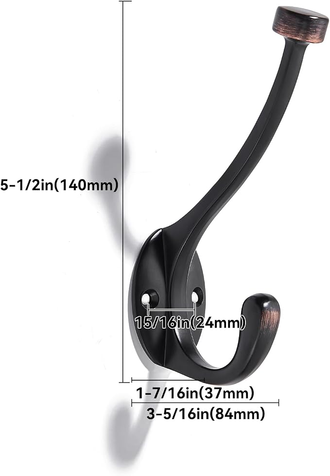 The 5 Pack 5-1/2 inch Oil Rubbed Bronze Coat Hook Venetian mudroom Hooks is - Image 2