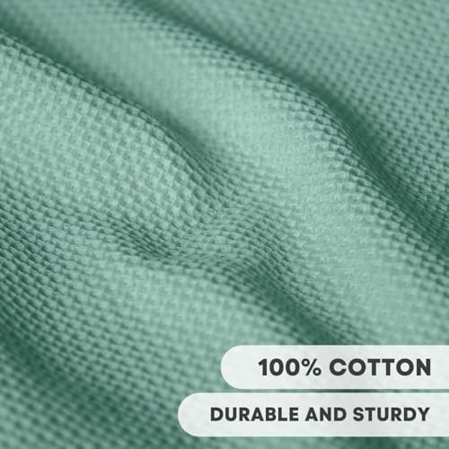 Artoid Mode 100% Cotton Light Green Waffle Weave Kitchen Dish Cloths, 12x12 - Image 2