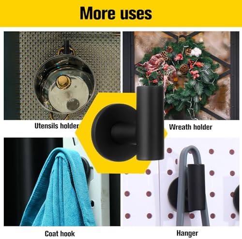 Therwen Black Magnetic Hooks Heavy Duty Coat Hooks Magnetic Hanger - Image 5