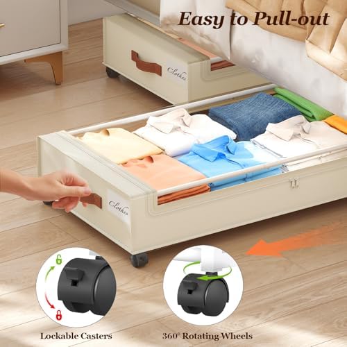 Yecaye Under Bed Storage with Wheels 2 Pack, 85 L Extra Large Under Bed Storage - Image 6
