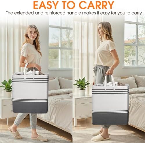 2 Pack Large Home Laundry Basket, Laundry Hamper, Freestanding Waterproof Dirty - Image 6
