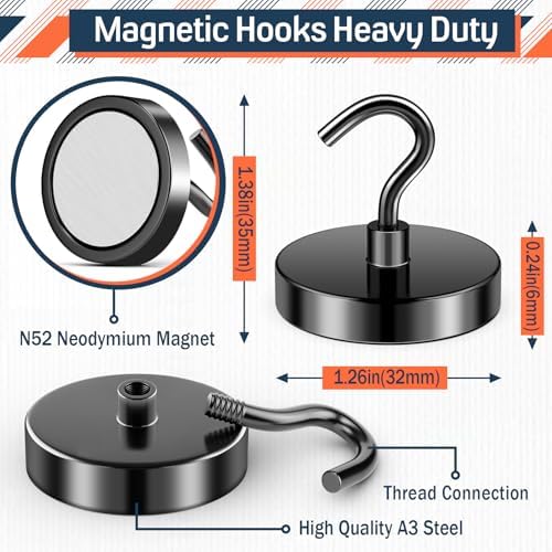 FINDMAG Black Magnetic Hooks, 110LB+ Magnet Hooks - Image 3