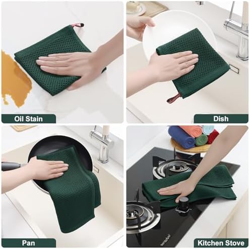 Homaxy 16 Pack 100% Cotton Kitchen Towels and Dishcloths Set - Image 5